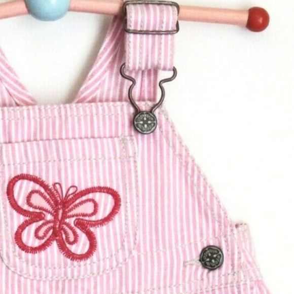 OshKosh Overall Dress Vetbak Pink & White Stripe Bibs B'Gosh Cottagecore Kids - Picture 4 of 10